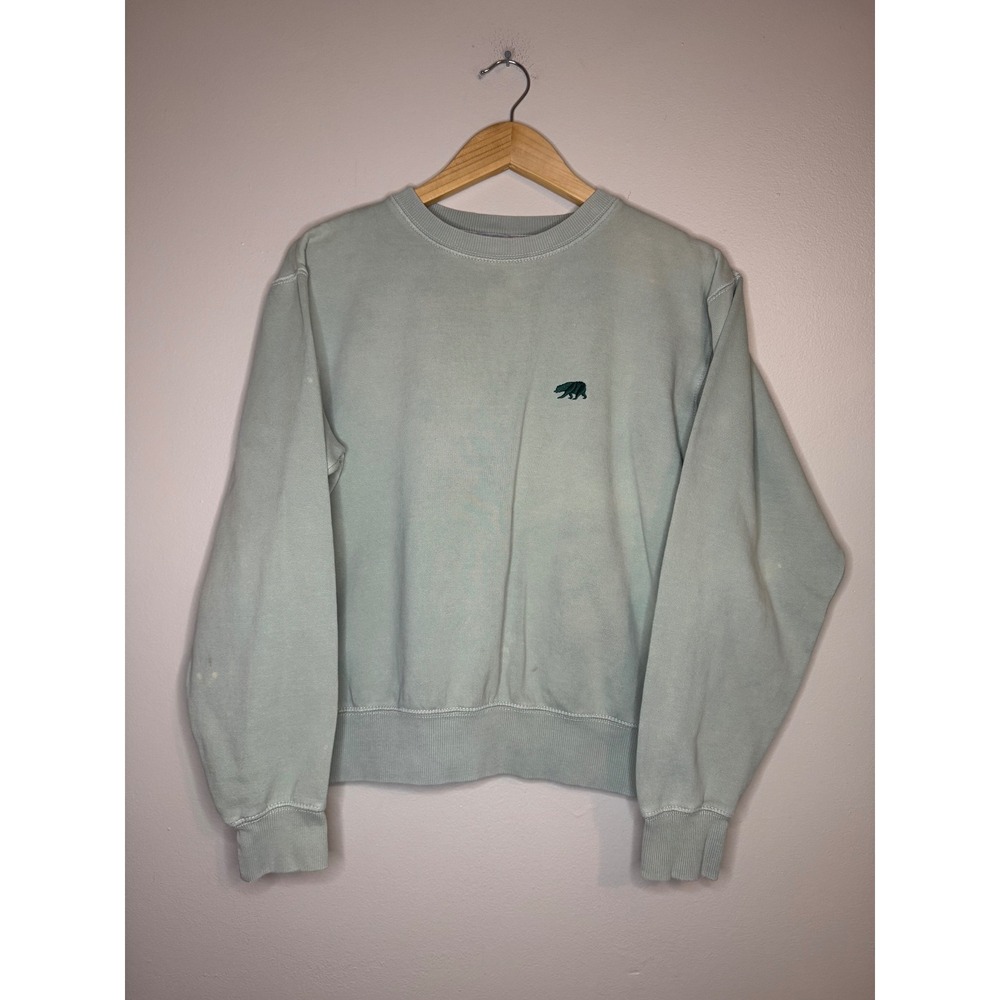 John Galt Bear Embroidered Sweatshirt Green Crewneck Small